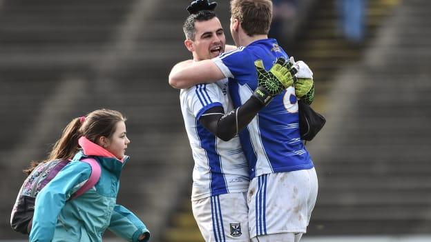 Raymond Galligan and Gearoid McKiernan celebrate at Elverys MacHale Park.