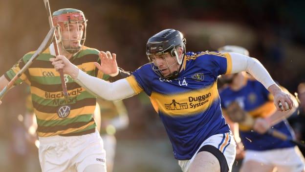 Kevin O Brien, Patrickswell, and Stephen McDonnell, Glen Rovers, in action at the Gaelic Grounds.