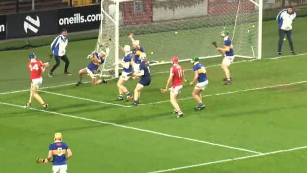 Barry O'Flynn strikes a goal for the Cork minors in their Munster Championship victory over Tipperary. 