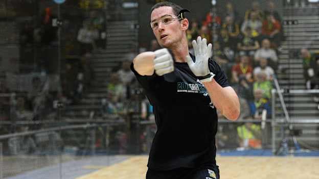 Diarmaid Nash in action during his match against Caolon Daly in their Men's Under 23 Final at the 2012 World Handball Championships in Citywest Hotel & Conference Centre, Saggart, Co. Dublin. 