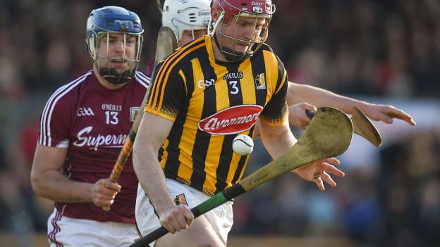 Robert Lennon, Kilkenny, and Sean McInerney, Galway, during the Bord Na Mona Walsh Cup Final.