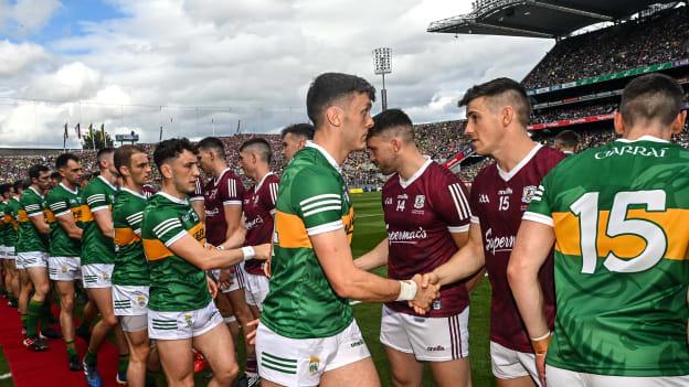 David Clifford and Shane Walsh before the 2022 All-Ireland SFC Final at Croke Park.