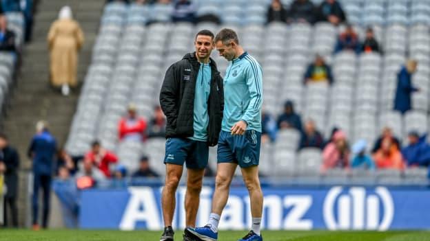 James McCarthy and Dean Rock before the All-Ireland SFC Final at Croke Park on Sunday. Photo by Eóin Noonan/Sportsfile