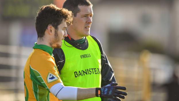 Corofin forward Ian Burke and manager Kevin O Brien.