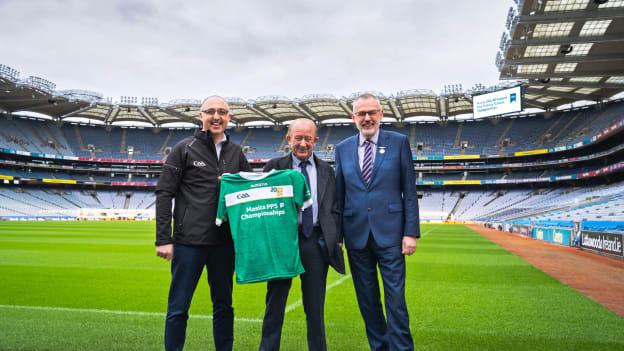Pictured at the sponsorship announcement at Croke Park in Dublin are, from left, Liam O’Mahony, Chair GAA National Post-Primary Schools Committee, Des Smith, Masita Ireland and Uachtarán Chumann Lúthchleas Gael Larry McCarthy