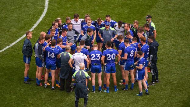 The Monaghan team and management before the All Ireland SFC Semi-Final at Croke Park.