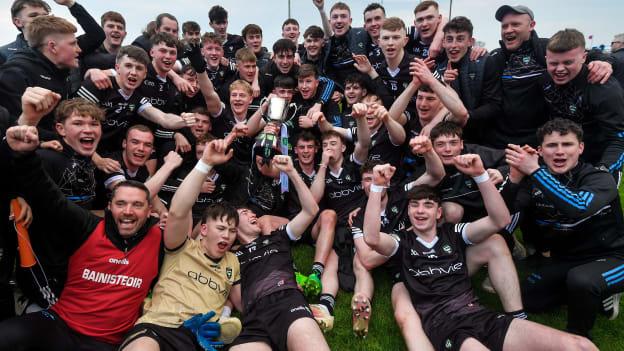 Sligo manager Paul Henry celebrates with the Sligo team after the EirGrid Connacht GAA Football U20 Championship Final match between Galway and Sligo at Tuam Stadium in Galway. Photo by Ray Ryan/Sportsfile.