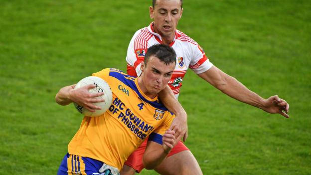 Adam Rafter, Na Fianna, and Cormac Costello, Whitehall Colmcille, in Dublin SFC action last year.
