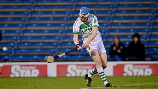 TJ Reid of Ballyhale Shamrocks shoots to score his side's second goal during the AIB GAA Hurling All-Ireland Senior Club Championship Semi-Final match between St Thomas, Galway and Ballyhale Shamrocks, Kilkenny at Semple Stadium in Thurles, Tipperary. 