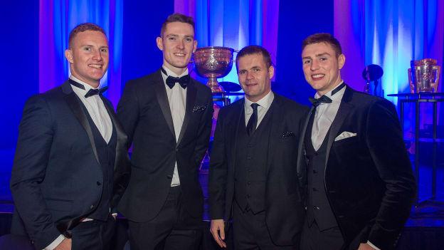 Ciaran Kilkenny, Brian Fenton, Dessie Farrell and John Small at the 2016 All-Stars Awards at the Convention Centre, Dublin. 