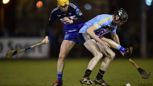 Tom Phelan, UCD, and Philip Cass, DIT, in action at Belfield.