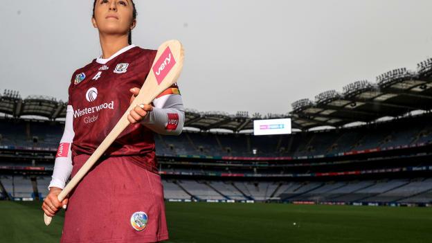 Galway’s Dervla Higgins pictured in Croke Park today to launch the Very Camogie League Finals taking place this Sunday April 16. Very are calling on the nation to go to the finals in Croke Park and support the players by purchasing tickets here: Very National Camogie League Finals | GAA (ticketmaster.com).