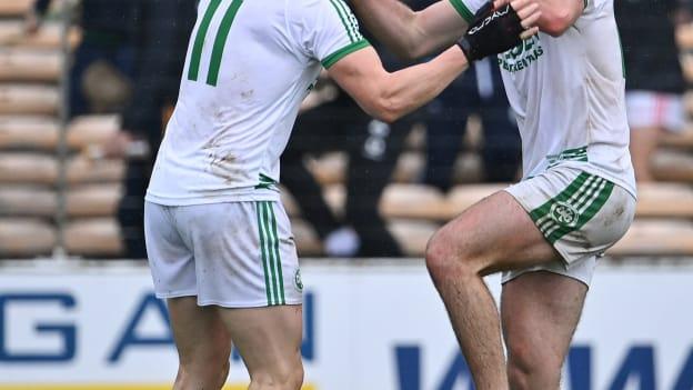 Ballyhale Shamrocks players TJ Reid, left, and Eoin Cody celebrate after their side's victory in the 2022 Kilkenny County Senior Hurling Championship Final match between James Stephen's and Shamrocks Ballyhale at UPMC Nowlan Park in Kilkenny.