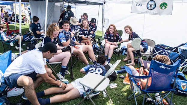 Delaware County Gaels players take a well-deserved break at the 2019 Continental Youth Championships. 