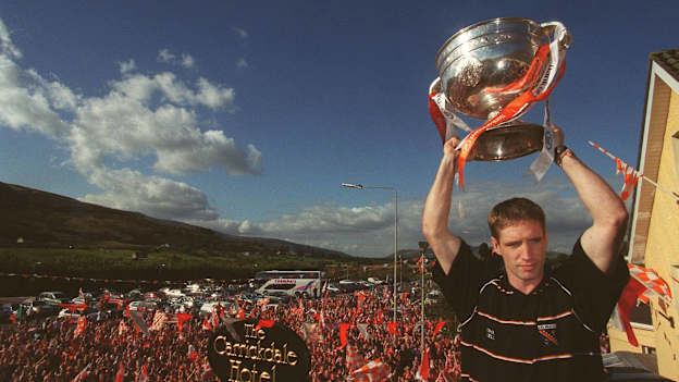 Kieran McGeeney with the Sam Maguire Cup in 2002.