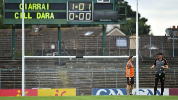 Darran O'Sullivan and Kieran Donaghy before the 2018 All Ireland SFC Quarter-Final game between Kerry and Kildare.