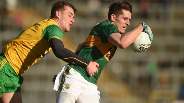 Hugh McFadden in action against Kerry at Killarney on Sunday.