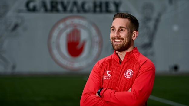 Niall Sludden poses for a portrait during a Tyrone senior football media conference at Tyrone GAA Centre in Garvaghey, Tyrone. 