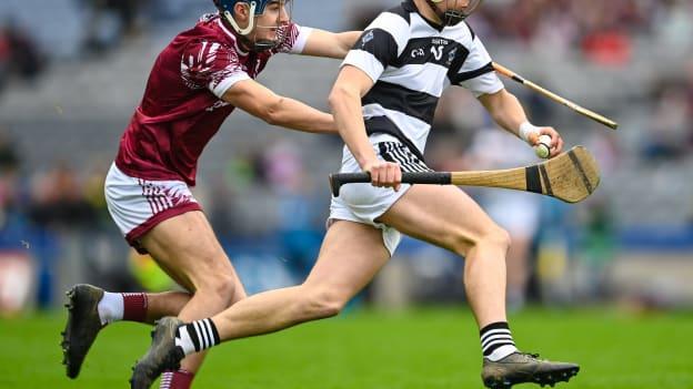 Anthony Ireland Wall, St. Kieran's College, Kilkenny and Conor Lawless, Presentation College, Athenry in action at Croke Park. Photo by Stephen Marken/Sportsfile