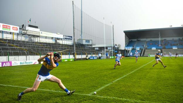 Tipperary's Dillon Quirke takes a sideline cut at Semple Stadium.