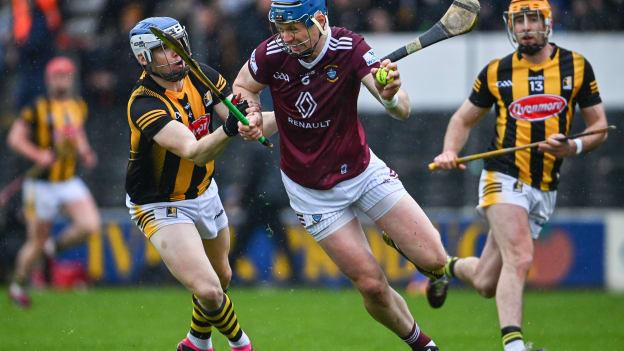 Tommy Doyle, Westmeath, and TJ Reid, Kilkenny, in Leinster SHC action at UPMC Nowlan Park. Photo by Tyler Miller/Sportsfile