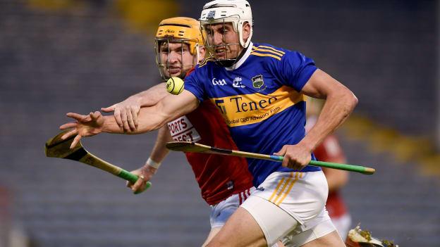 Patrick Maher of Tipperary in action against Niall O’Leary of Cork during the Allianz Hurling League Division 1 Group A Round 2 match between Tipperary and Cork at Semple Stadium in Thurles, Tipperary. 