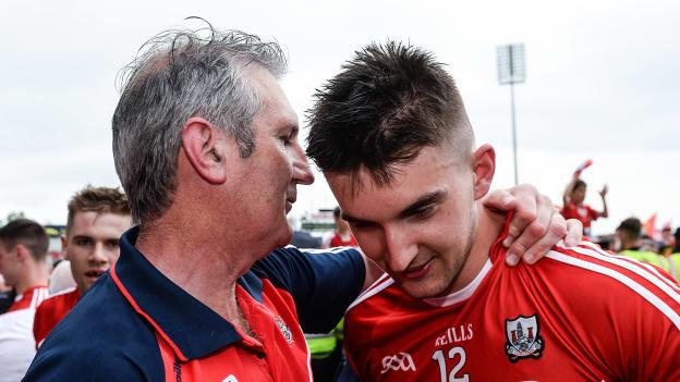 Cork manager Kieran Kingston with his son Shane Kingston after the 2017 Munster GAA Hurling Senior Championship Final match between Clare and Cork at Semple Stadium in Thurles, Co Tipperary. Photo by Piaras Ó Mídheach/Sportsfile