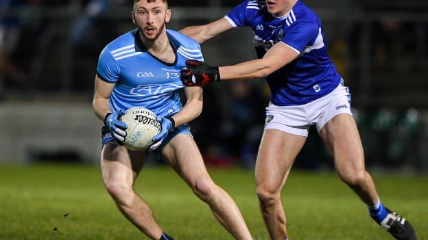 Ciaran Archer, Dublin, and Barry Howlin, Laois, during the EirGrid Leinster Under 20 Final at Netwatch Cullen Park.