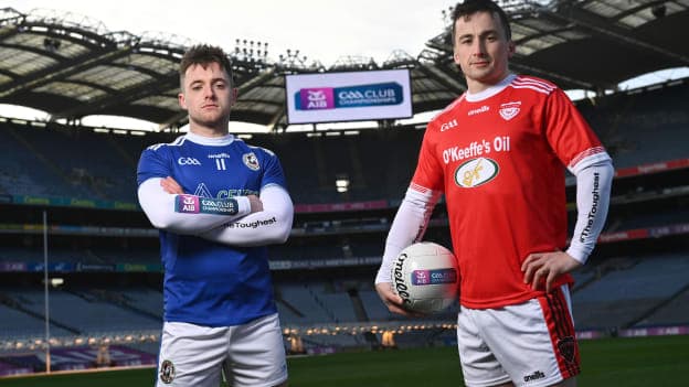 Liam Rafferty of Galbally Pearses, Tyrone, left, and Paul Murphy of Rathmore, Kerry, pictured ahead of the AIB GAA All-Ireland Football Intermediate Club Championship Final, which takes place this Sunday, January 15th at Croke Park at 3.30pm. 