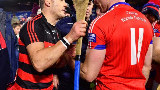 Shane O'Sullivan of Ballygunner embraces Conor Cooney of St Thomas' after their AIB Senior Club Championship Semi-Final