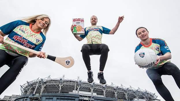 Galway Camogie captain Sarah Dervan, Donegal star Michael Murphy, and Dublin Ladies Footballer Sinead Aherne pictured at the Kellogg's GAA Cul Camps launch at Croke Park.