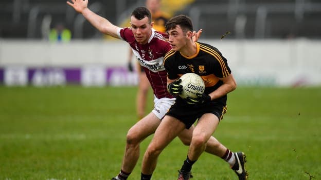 David Shaw of Dr Crokes in action against David McGivney of Mullinalaghta St Columba's during the AIB GAA Football All-Ireland Senior Club Championship Semi-Final match between Mullinalaghta St Columba’s and Dr Crokes at Semple Stadium in Thurles, Tipperary.