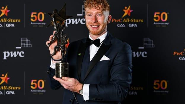 Limerick hurler Cian Lynch pictured with his PwC All-Stars GAA/GPA Hurler of the Year award. 

 



