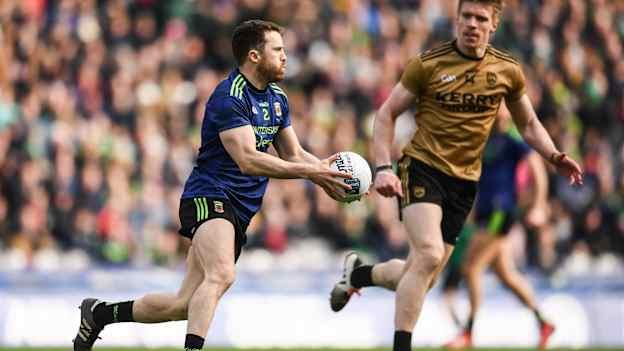 Chris Barrett in action for Mayo against Kerry on their way to victory in the Allianz League Final in 2019