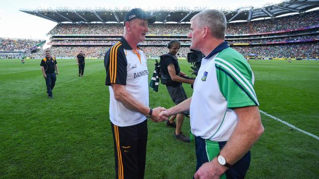Brian Cody and John Kiely following the 2019 All Ireland SHC semi-final at Croke Park.
