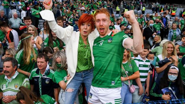 Cian Lynch celebrates with his mother Valerie after victory over Cork in the All-Ireland SHC Final. 