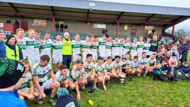 The Grangemockler players celebrate with the Bill Barrett Cup after victory over Aherlow in the Tipperary Intermediate Football Final replay. 