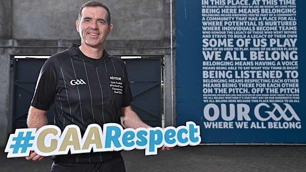 Referee Sean Hurson stands for a portrait during the GAA Referees Respect Day at Croke Park in Dublin.