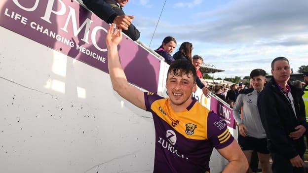 Damien Reck of Wexford is congratulated by supporters after the Leinster GAA Hurling Senior Championship Round 5 match between Kilkenny and Wexford at UPMC Nowlan Park in Kilkenny. 