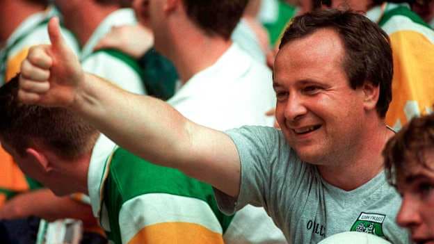 Offaly manager Tommy Lyons celebrates after victory over Meath in the 1997 Leinster SFC Final. 