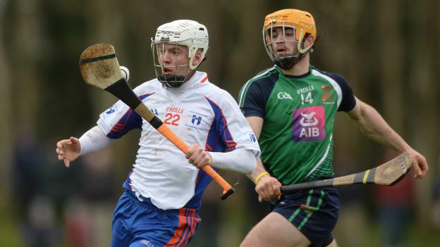Luke Meade, Mary I, and Jason McCarthy, LIT, during the Independent.ie Fitzgibbon Cup Semi-Final.
