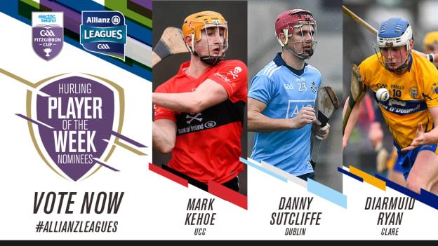Mark Kehoe, Danny Sutcliffe, and Diarmuid Ryan are this week's GAA.ie Hurler of the Week nominees. 