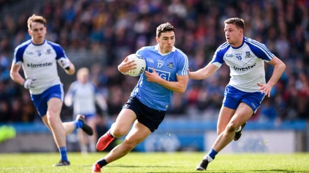 Monaghan's Ryan Wylie in action against Dublin's Colm Basquel during their 2018 Allianz Football League clash at Croke Park. 