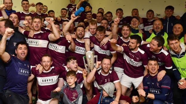 Borris-Ileigh players celebrate with the Dan Breen Cup after victory over Kiladangan in the 2019 Tipperary SHC Final. 