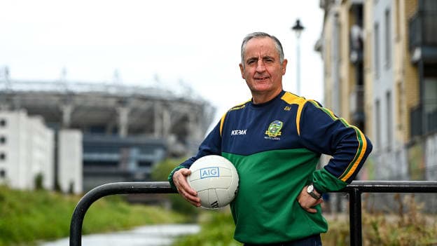Meath manager Eamonn Murray during an AIG-LGFA media event with Croke Park in the background. He is looking forward to welcoming 40,000 fans into Croke Park for Sunday’s All-Ireland final. AIG is the official insurance partner of the LGFA and also announced a new 15% discount off car insurance for all LGFA members at www.aig.ie/lgfa. 