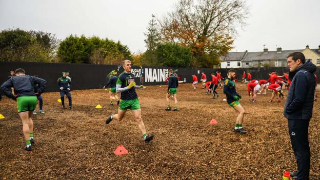 Kevin O'Brien watches Corofin's warm-up ahead of the 2019 AIB Connacht Club SFC Semi-Final against Ballintubber.
