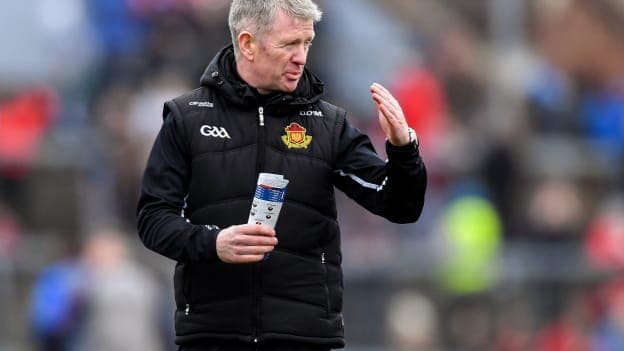 CBC Cork coach Donal O'Mahony at half-time during the Harty Cup Final match between CBC Cork and Midleton CBS at Páirc Uí Rinn in Cork. 