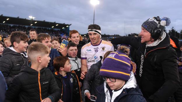 Shane Walsh of Kilmacud Crokes celebrates with supporters after the Dublin County Senior Club Championship Football Final match between Kilmacud Crokes and Na Fianna at Parnell Park in Dublin. 