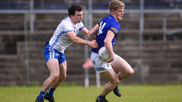 Kevin Quinn, Wicklow, and Liam Fennell, Waterford, in Tailteann Cup action.