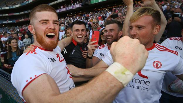 Tyrone's Cathal McShane celebrates after victory over Kerry in the All-Ireland SFC semi-final. 